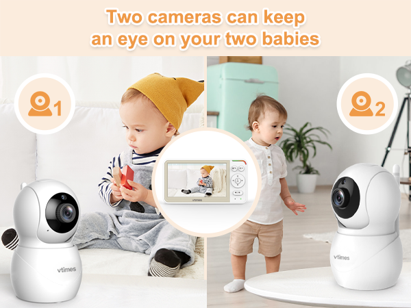 VT506-2 Baby Monitor with 2 Cameras – 5" Display, No WiFi, 32H Battery, PTZ, VOX, Night Vision