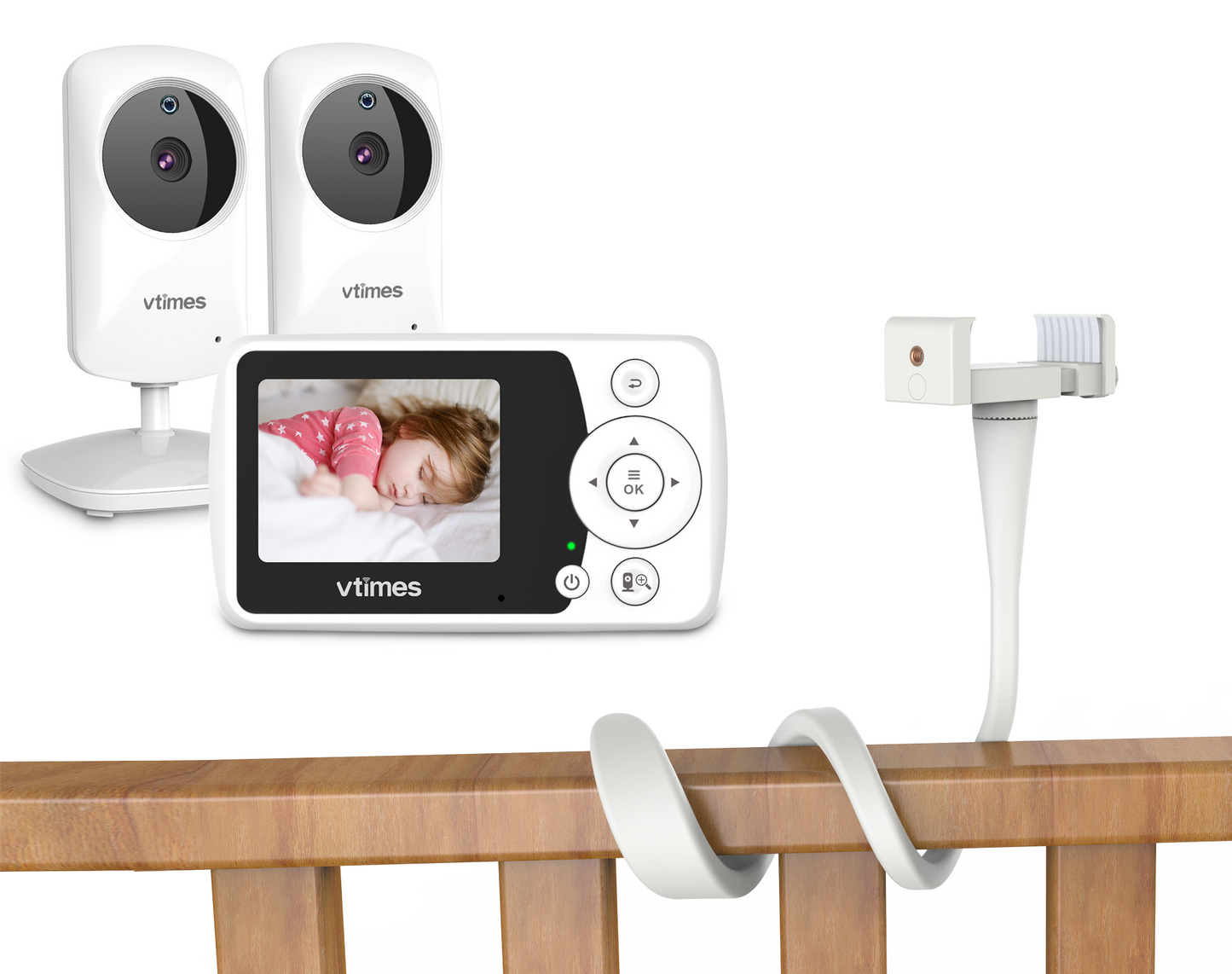 VT31-2 Baby Monitor with 2 Cameras, No WiFi, Night Vision, VOX, 1000ft Range