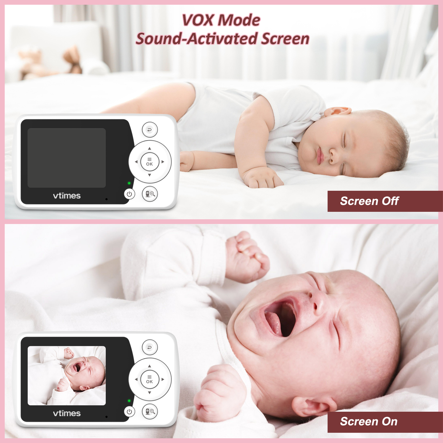 VT31 Baby Monitor for Baby/Elderly/Pet, 2.4" Screen, No WiFi, VOX, 1000ft