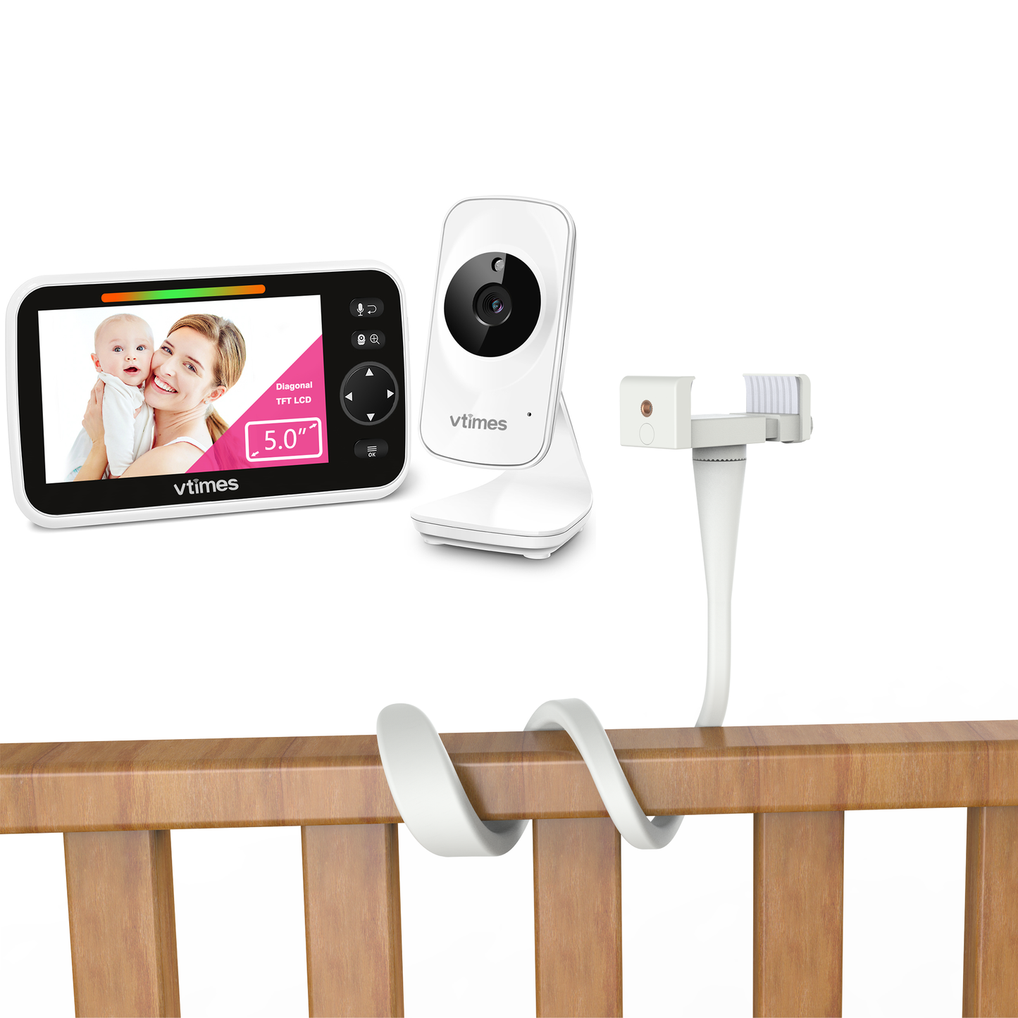 VT50 Baby Monitor with 5" Screen, No WiFi, 2-Way Talk, Night Vision, 1000ft Range