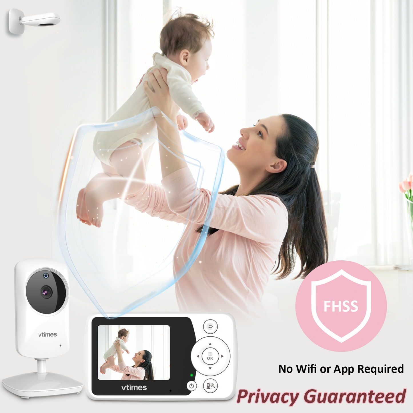 VT31-2 Baby Monitor with 2 Cameras, No WiFi, Night Vision, VOX, 1000ft Range