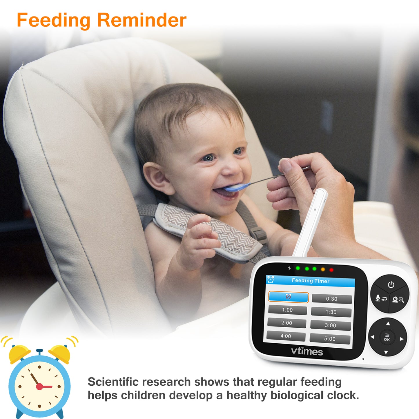 VT302 Baby Monitor with Camera and Audio, 3.2" Screen, No WiFi, Night Vision, PTZ Alarm, 1000ft Range, Ideal for Baby/Elderly/Pet