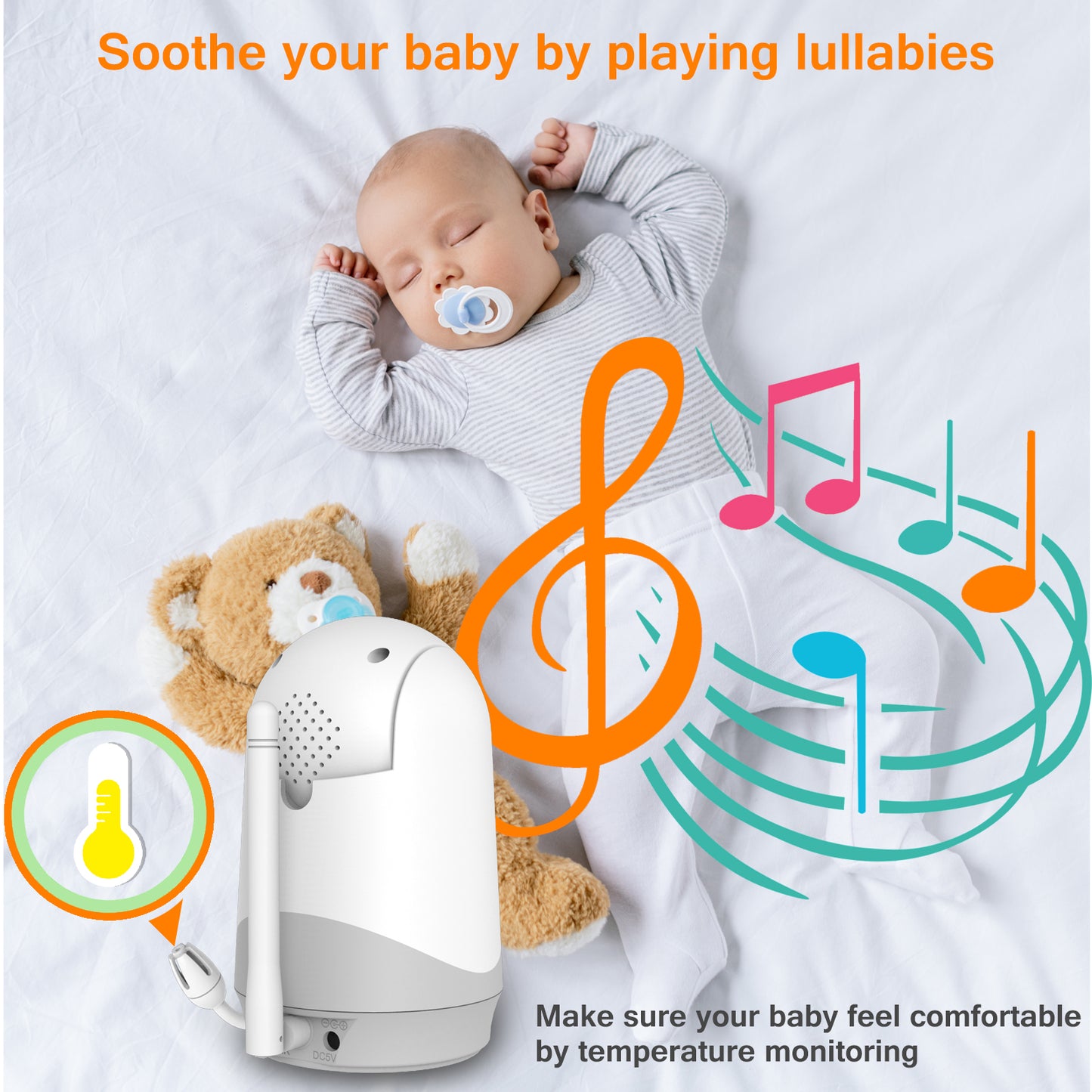 VT302 Baby Monitor with Camera and Audio, 3.2" Screen, No WiFi, Night Vision, PTZ Alarm, 1000ft Range, Ideal for Baby/Elderly/Pet