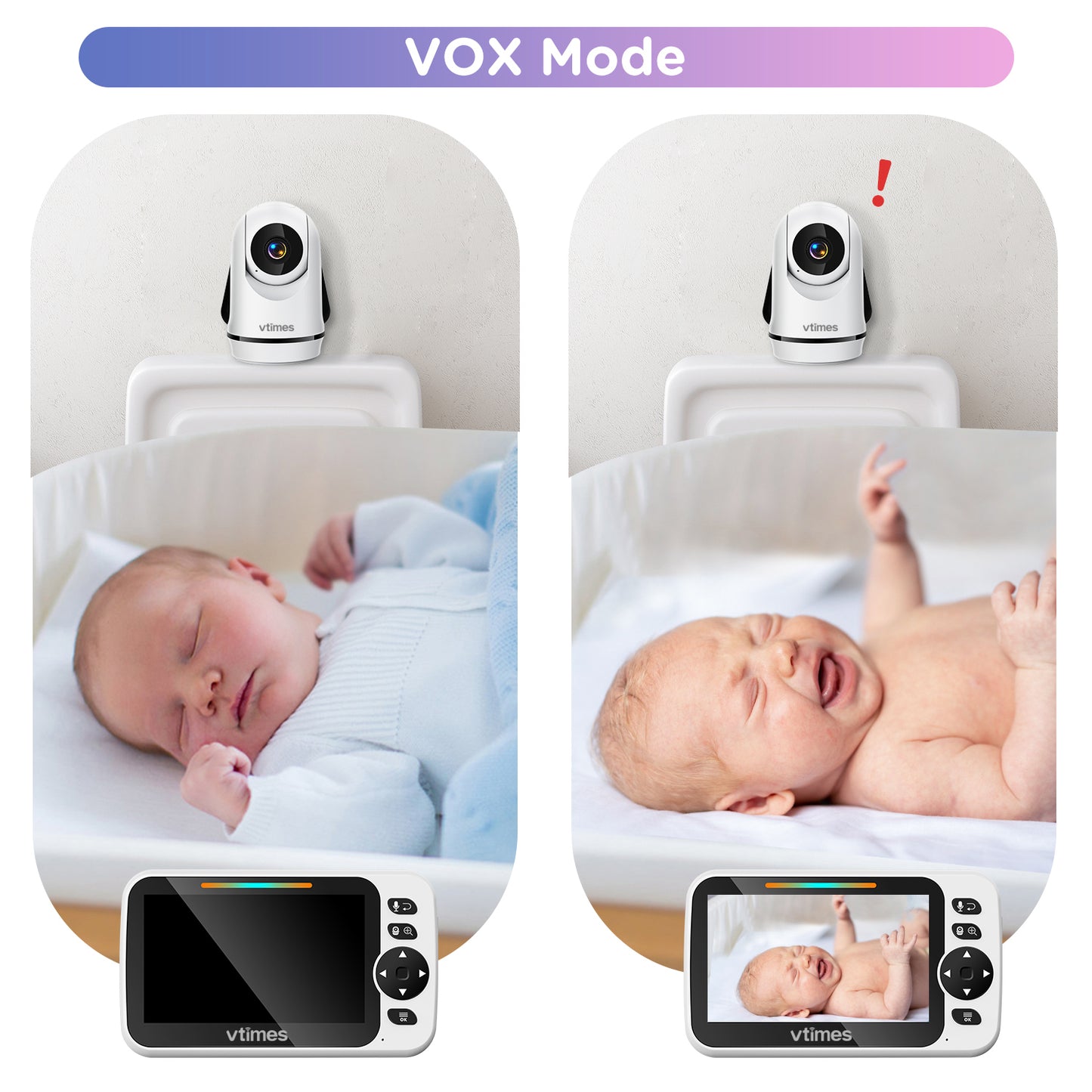 VT502 Baby Monitor, 5" Screen, No WiFi,VOX, Night Vision, 2-Way Talk