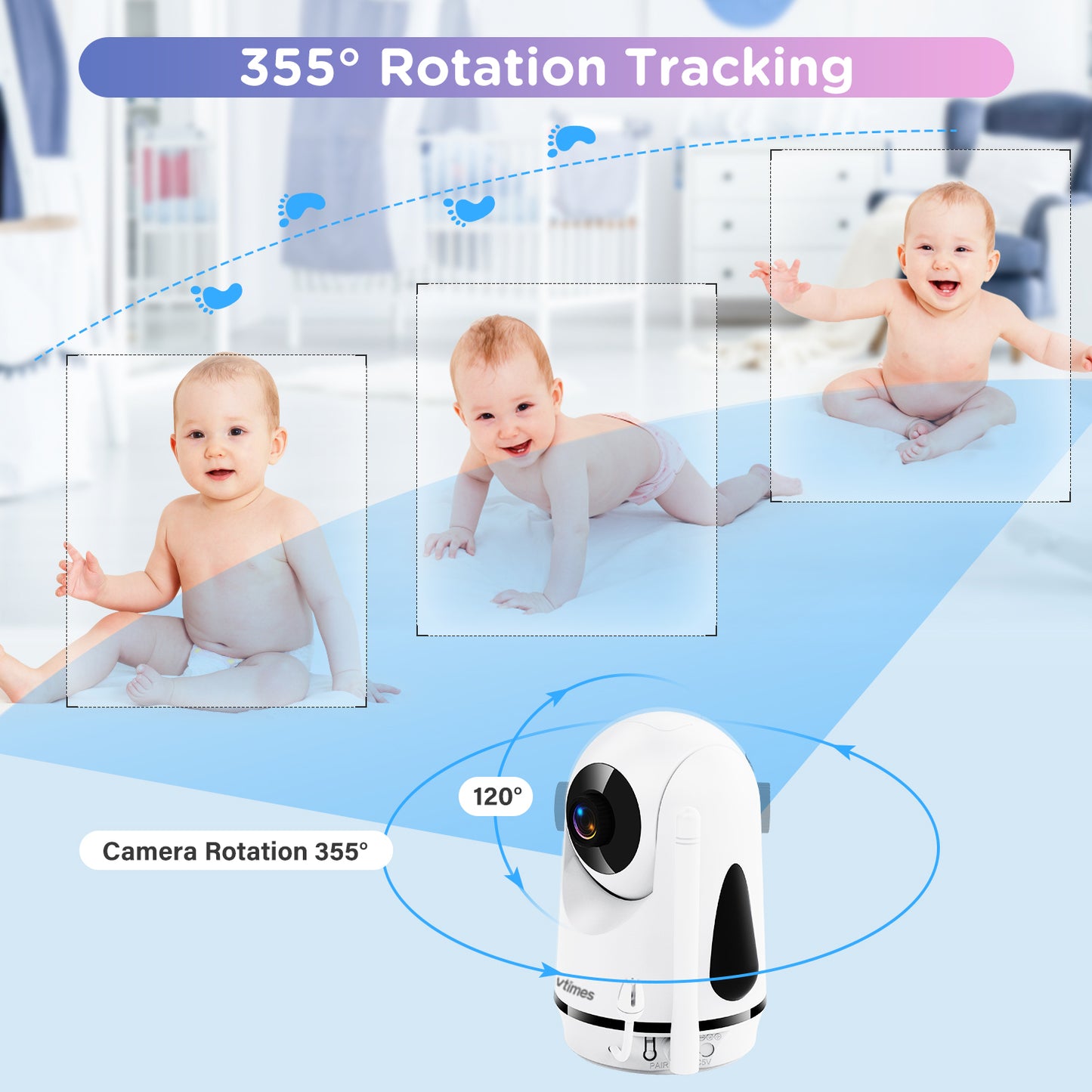 VT502 Baby Monitor, 5" Screen, No WiFi,VOX, Night Vision, 2-Way Talk