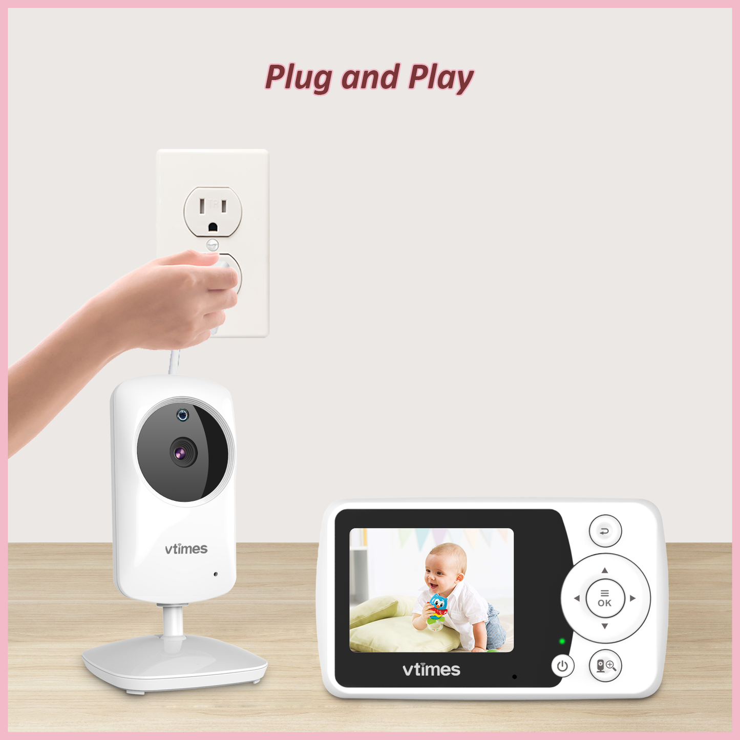 VT31 Baby Monitor for Baby/Elderly/Pet, 2.4" Screen, No WiFi, VOX, 1000ft