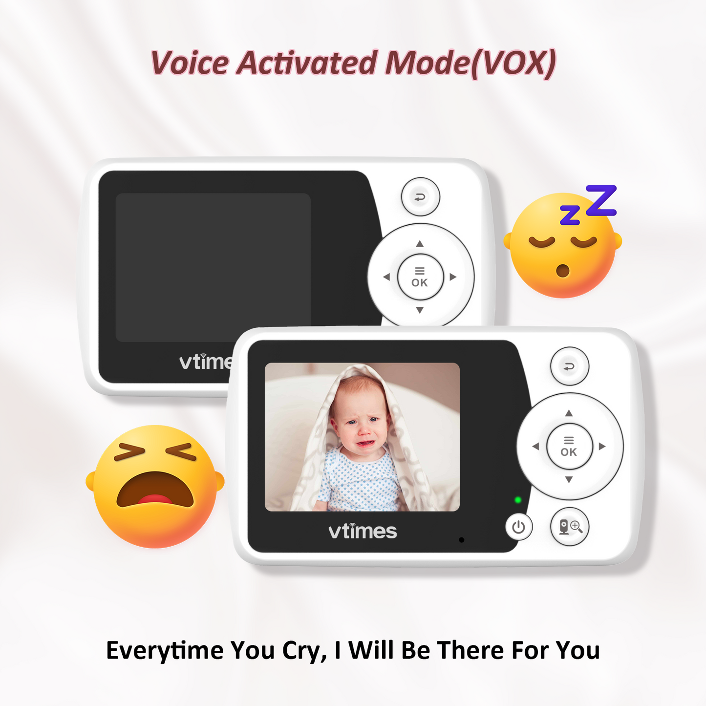 VT31-2 Baby Monitor with 2 Cameras, No WiFi, Night Vision, VOX, 1000ft Range