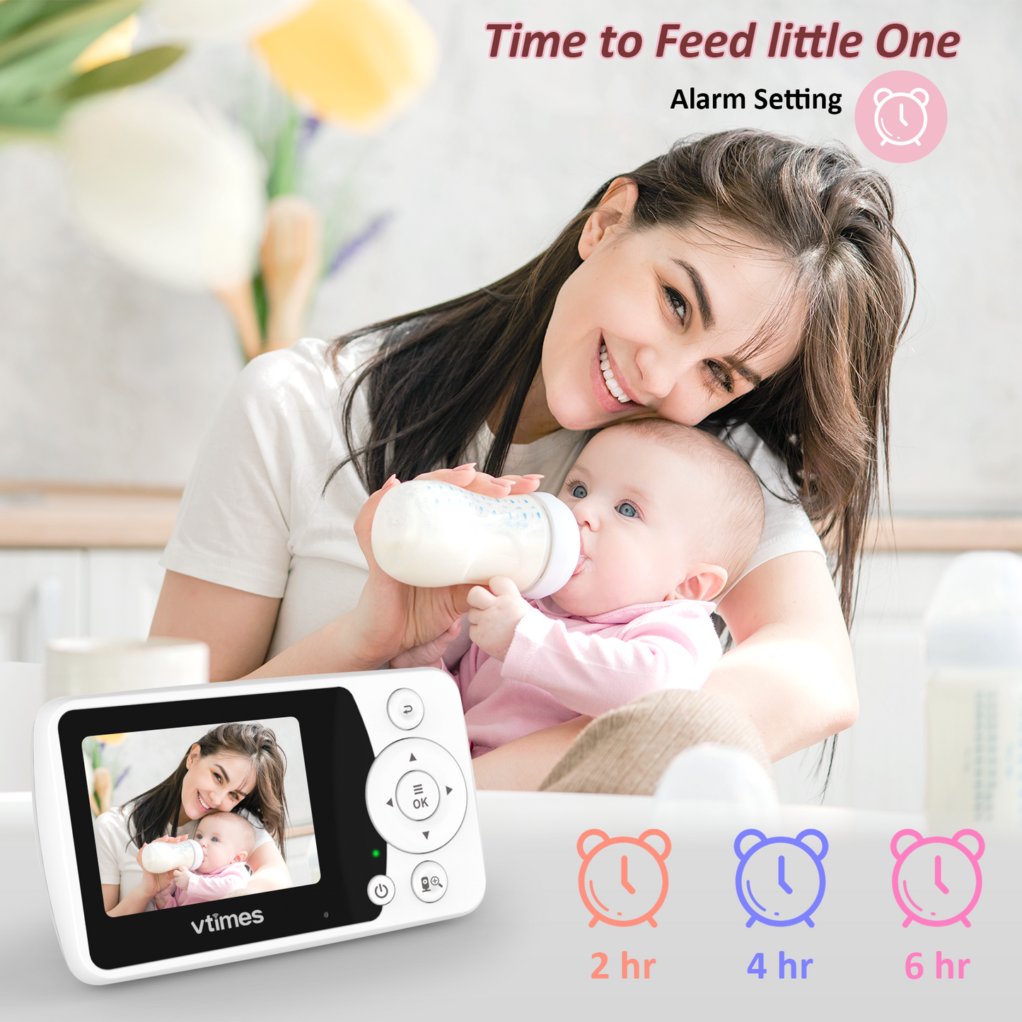 VT31-2 Baby Monitor with 2 Cameras, No WiFi, Night Vision, VOX, 1000ft Range