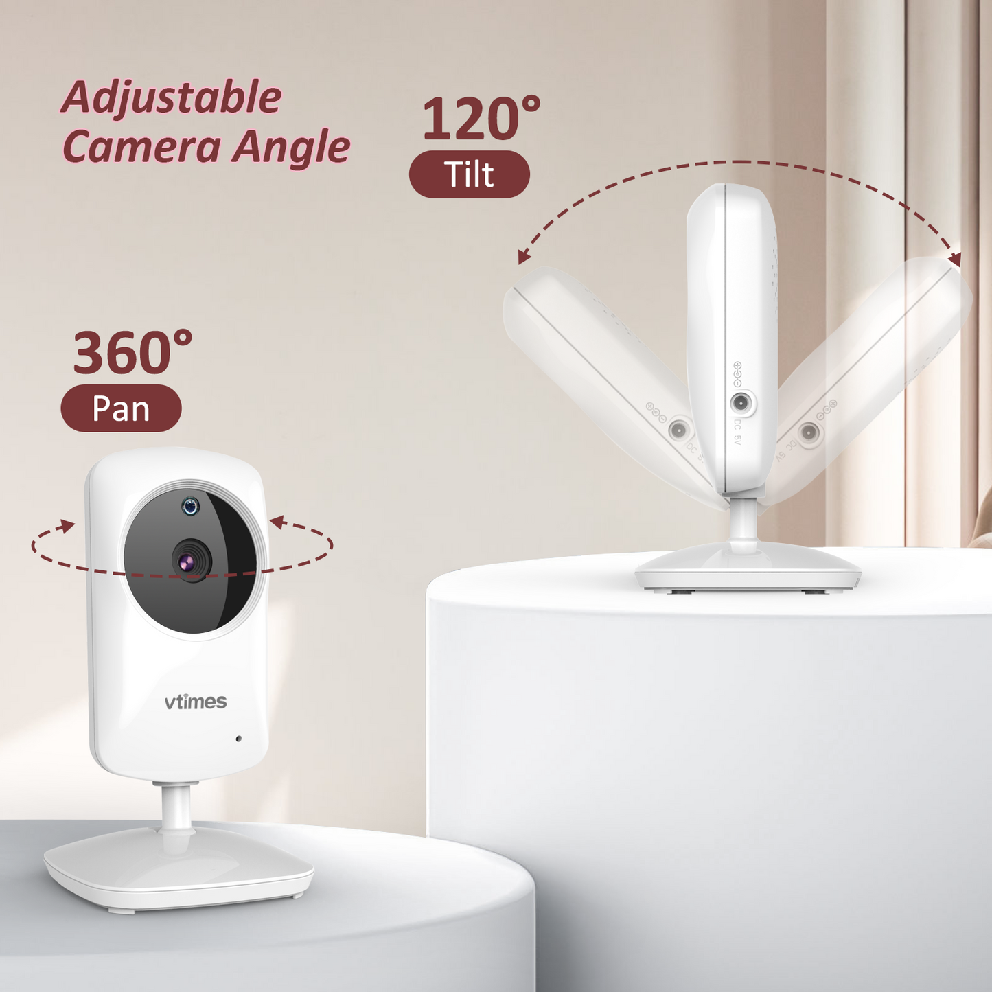 VT31-2 Baby Monitor with 2 Cameras, No WiFi, Night Vision, VOX, 1000ft Range