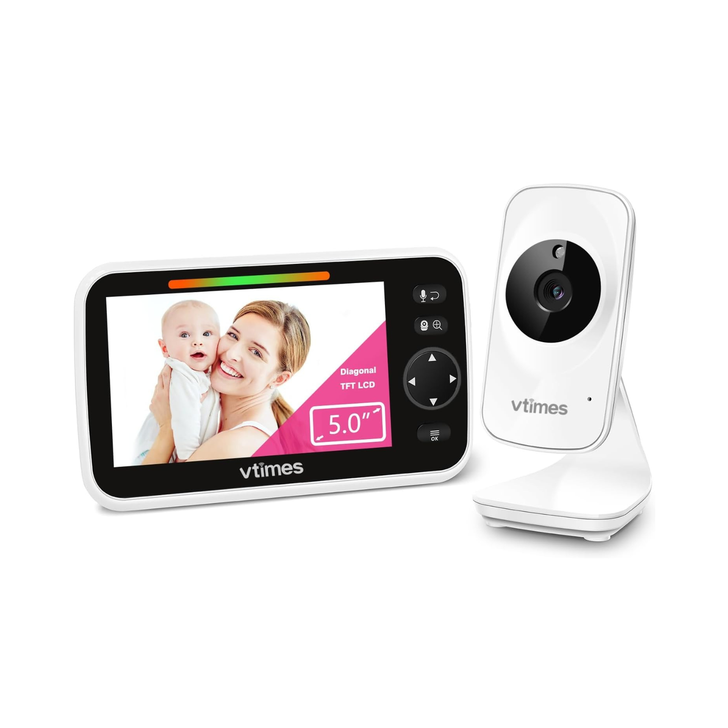 VT50 Baby Monitor with 5" Screen, No WiFi, 2-Way Talk, Night Vision, 1000ft Range