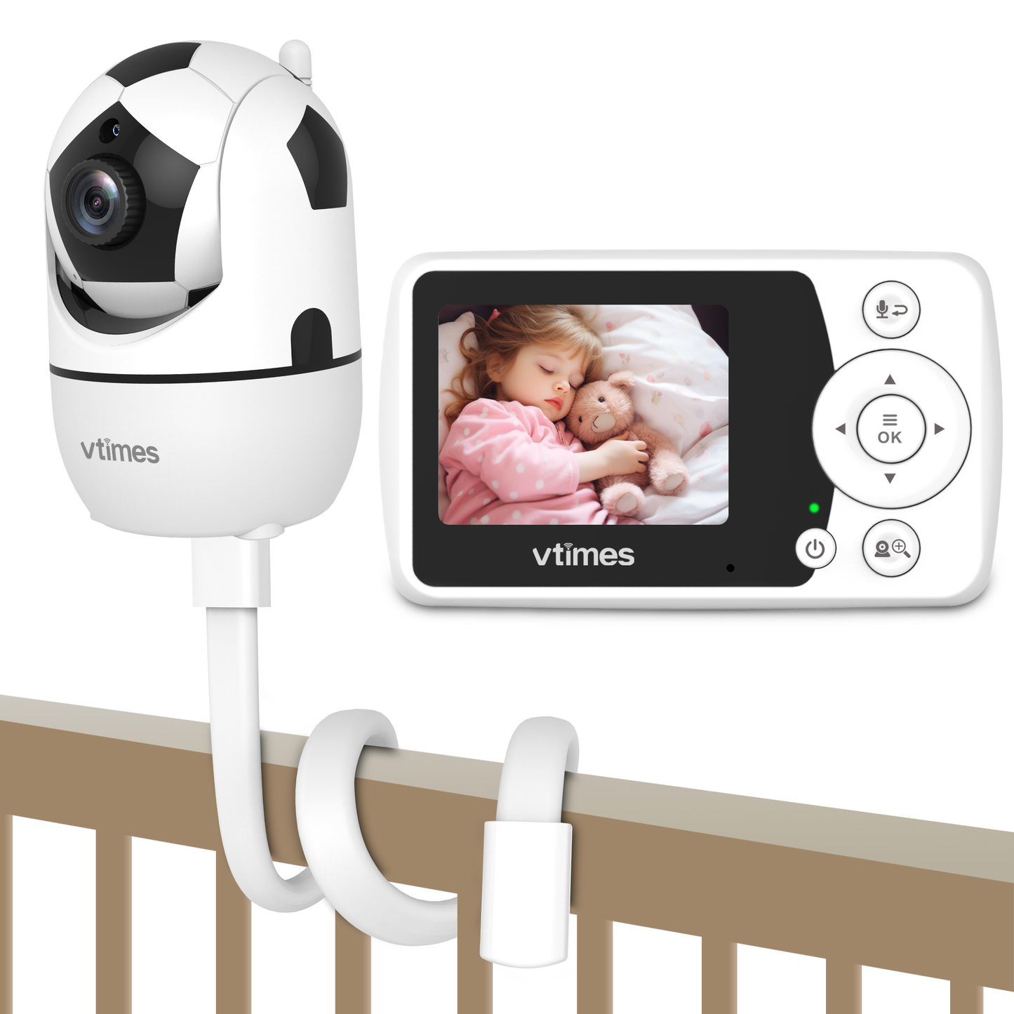 VT202 Baby Monitor with Camera, 2.4" Screen, No WiFi, Night Vision, VOX, 1000ft Range