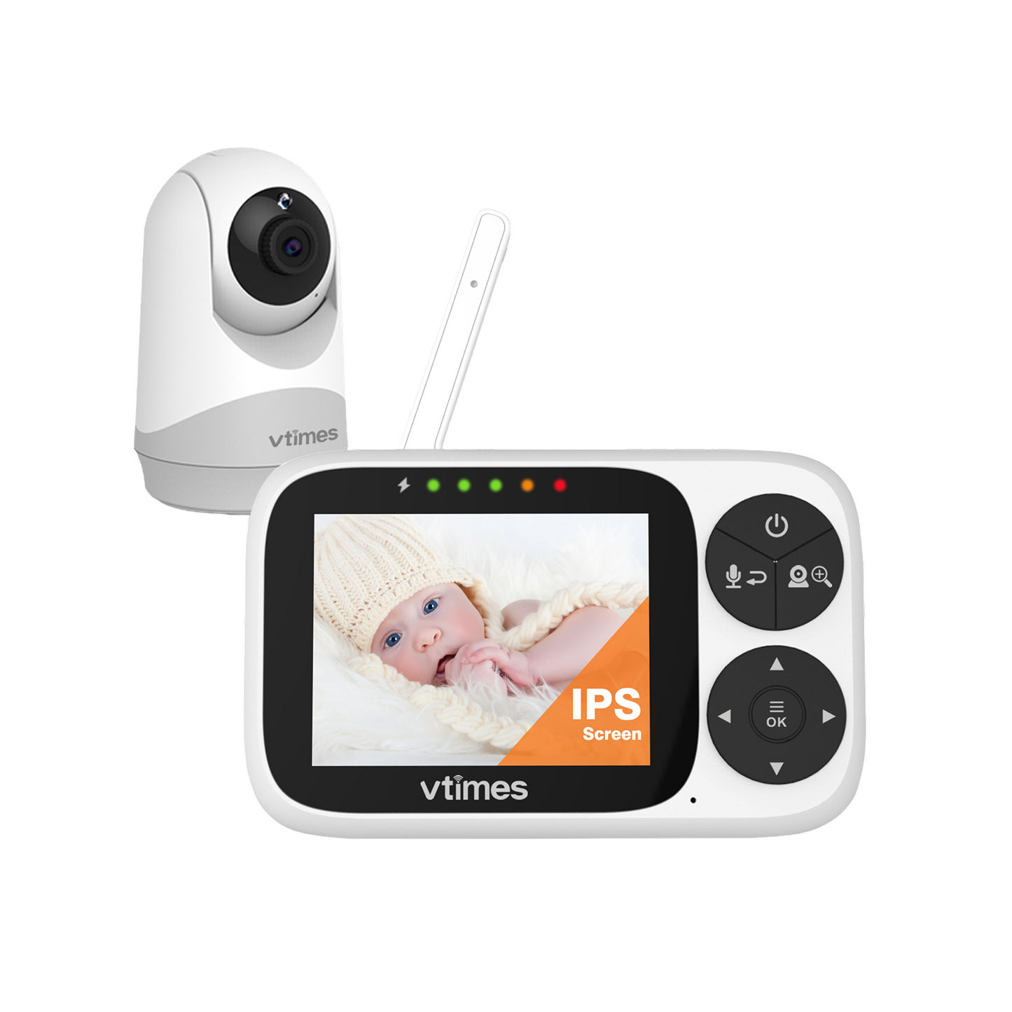 VT302 Baby Monitor with Camera and Audio, 3.2" Screen, No WiFi, Night Vision, PTZ Alarm, 1000ft Range, Ideal for Baby/Elderly/Pet