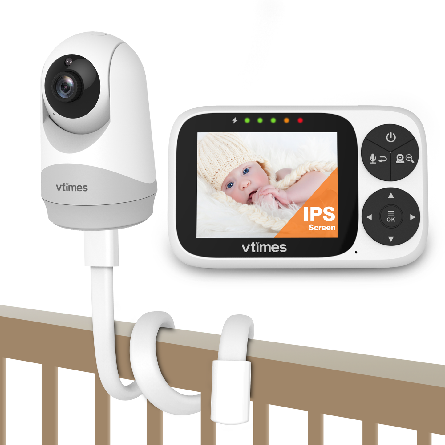 VT302 Baby Monitor with Camera and Audio, 3.2" Screen, No WiFi, Night Vision, PTZ Alarm, 1000ft Range, Ideal for Baby/Elderly/Pet