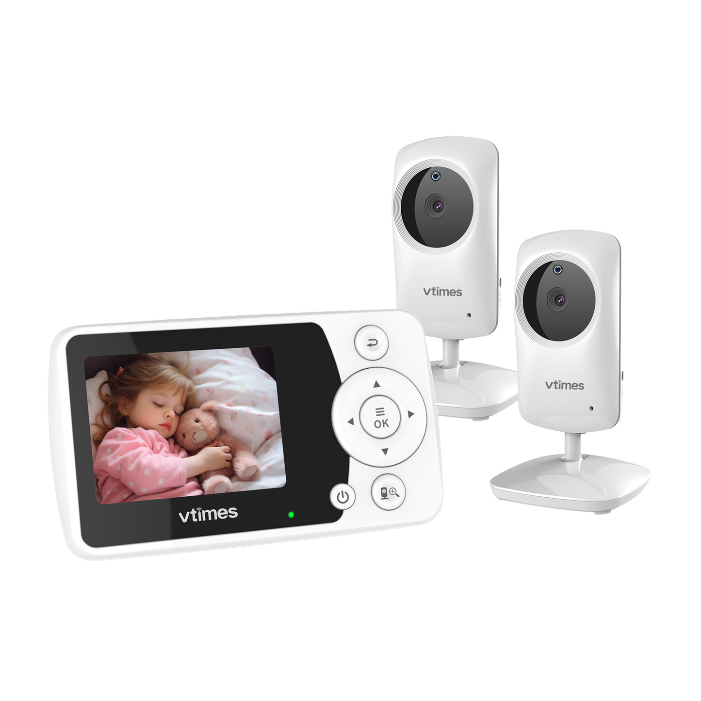 VT31-2 Baby Monitor with 2 Cameras, No WiFi, Night Vision, VOX, 1000ft Range
